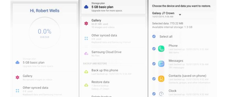 Нажмите свое имя в главном меню Samsung Cloud,