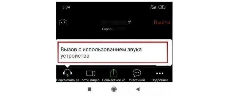 Отключение звука Zoom Call Meeting