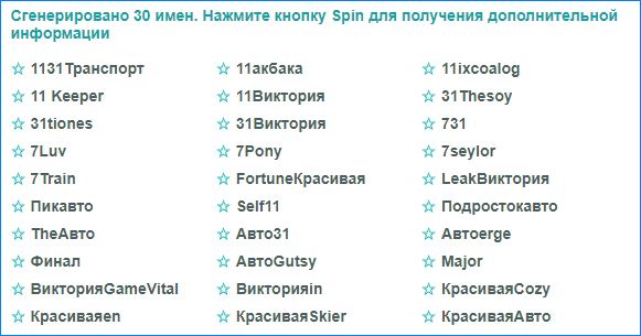готовые ники
