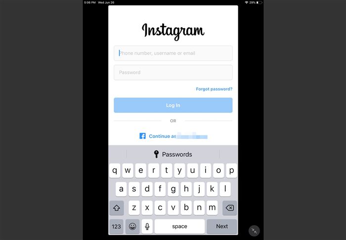 Instagram on iPad