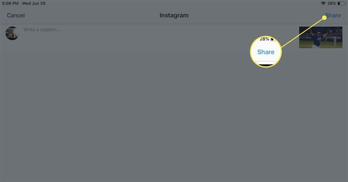 The Instagram Photos share interface on iPad