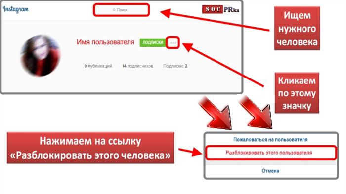 Как разблокировать пользователя в Инстаграме