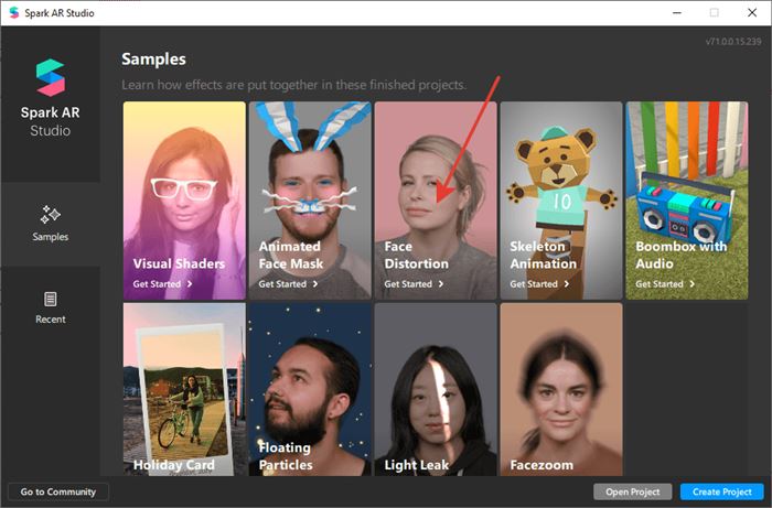 Выбираем вариант Face Distortion