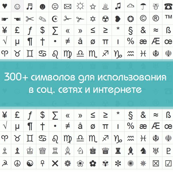 Спецсимволы, которые можно использовать