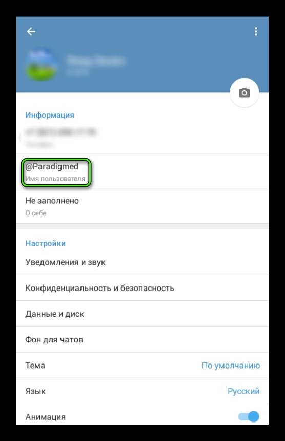 Строка с именем пользователя в Telegram